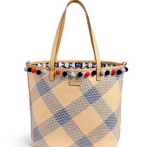 Vera Bradley straw beach bag tote with matching little wallet